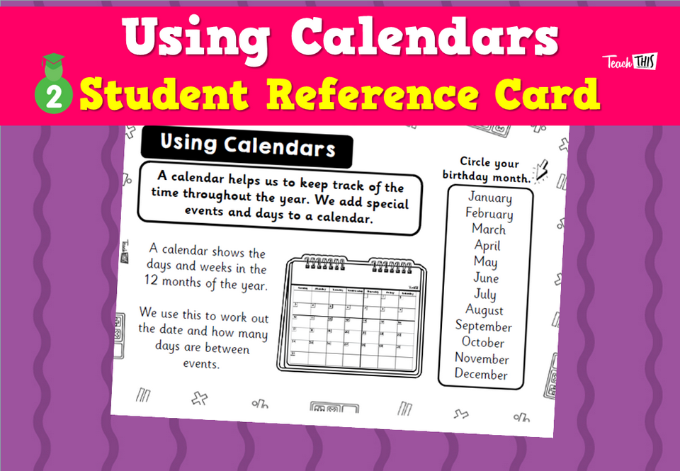 Using Calendars - Student Reference Card