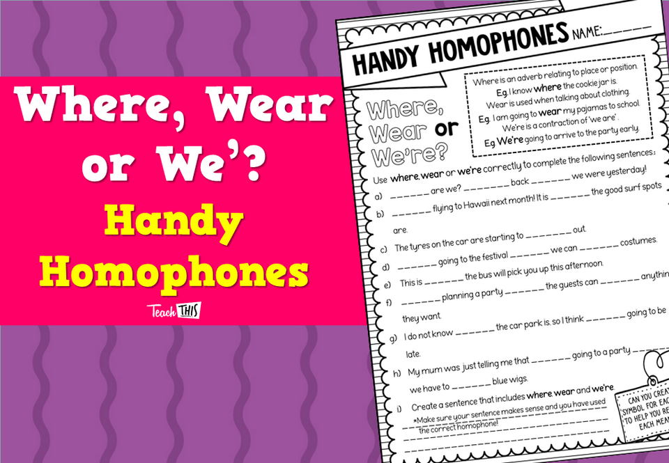 Where, Wear or We’? - Handy Homophones