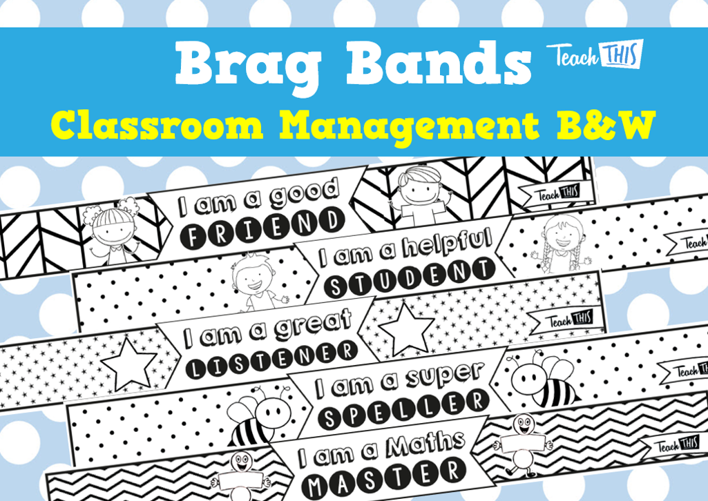 Brag Bands – Classroom Management B&W Set