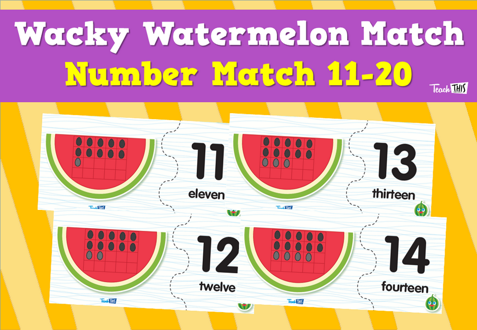 Wacky Watermelon Match - Number Match 11-20