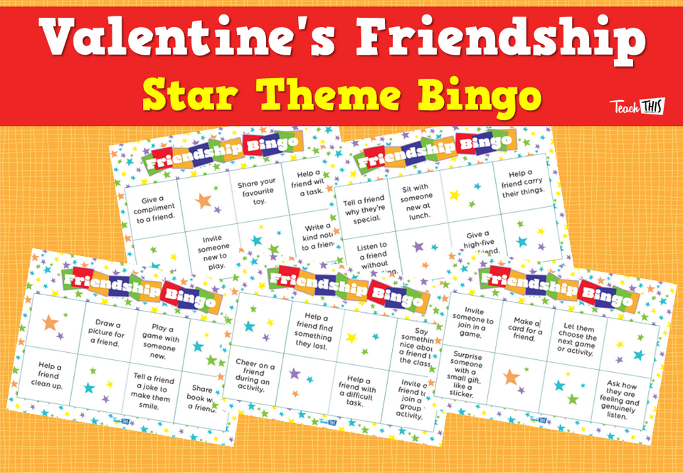 Valentine's Friendship Star Theme Bingo