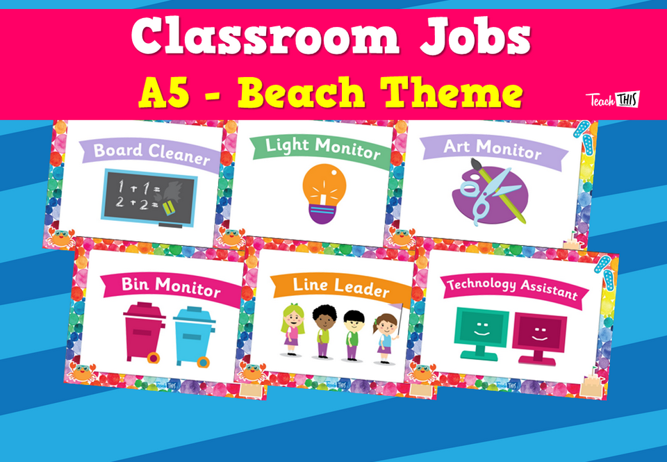 Classroom Jobs A5 - Beach Theme