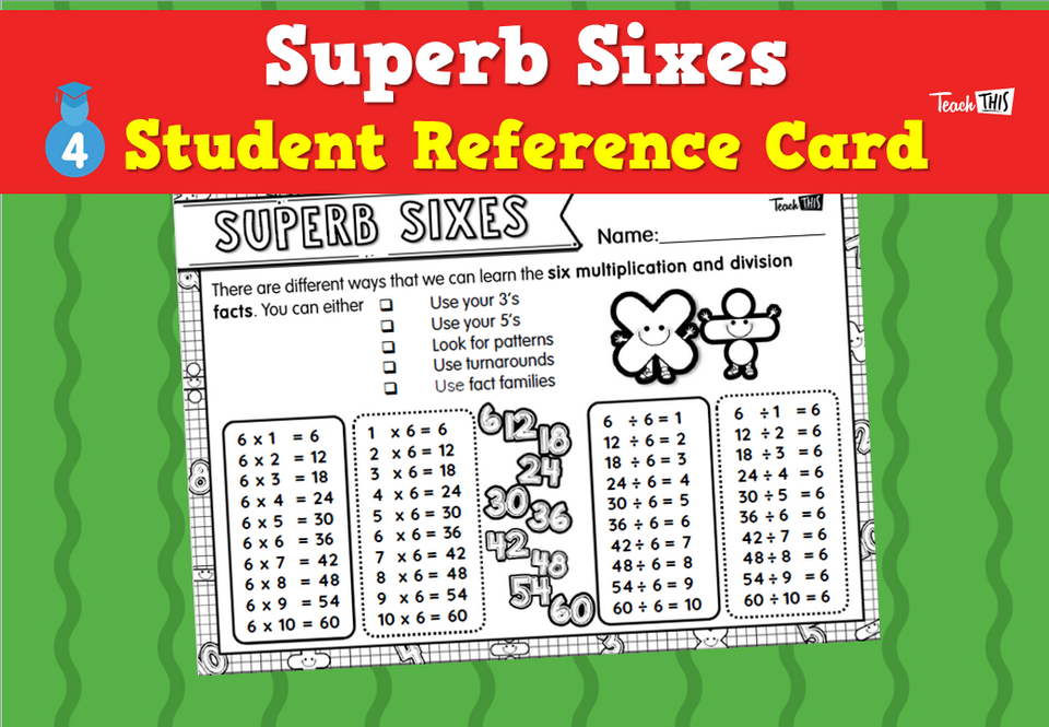 Superb Sixes - Student Reference Card