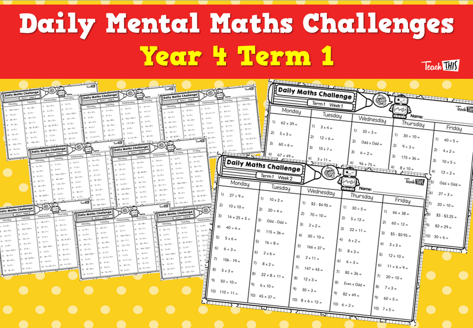 Daily Mental Maths Challenges - Year 4 Term 1