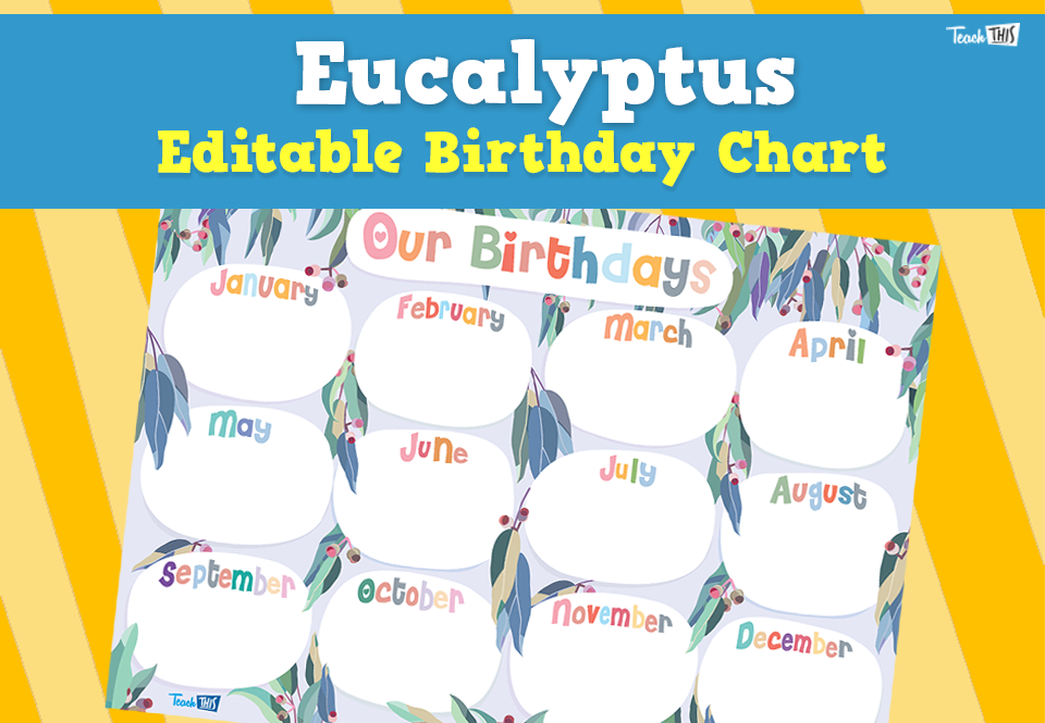Eucalyptus - Editable Birthday Chart