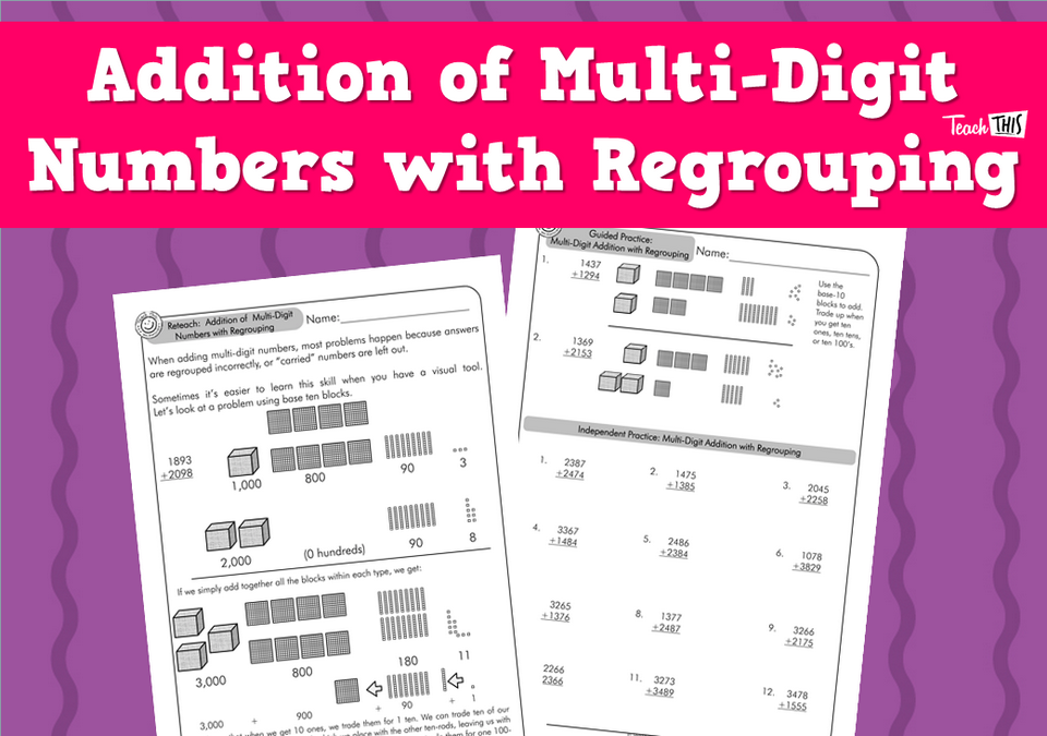 Add multi with regrouping (answers incl) 4pg