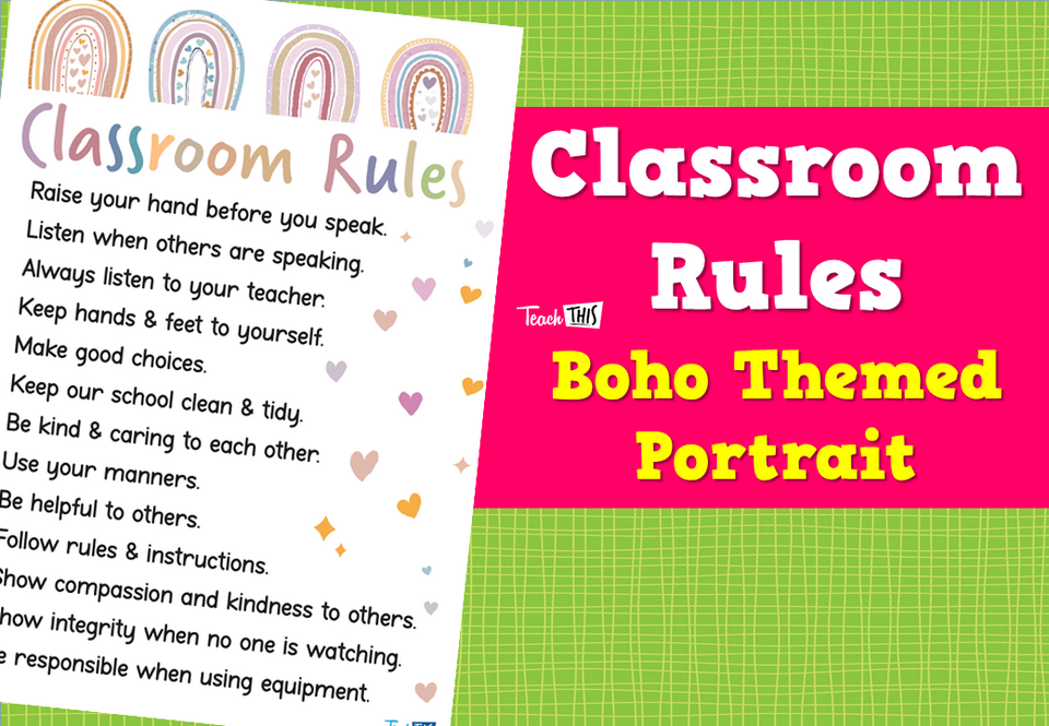 Classroom Rules - Boho Themed Portrait