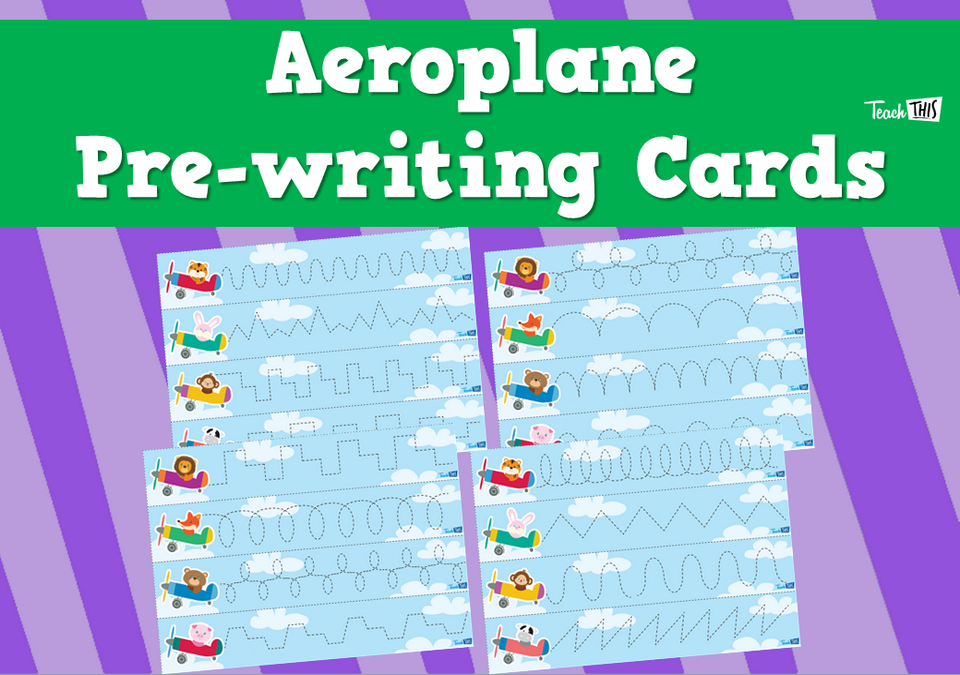Aeroplane Pre-writing Cards