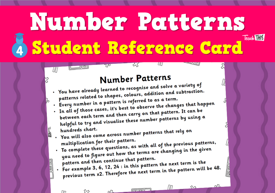 Number Patterns - Student Reference Card