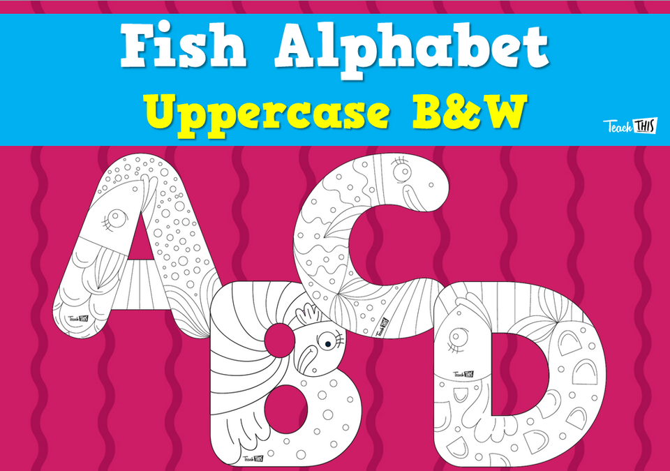Fish Alphabet - Uppercase B&W