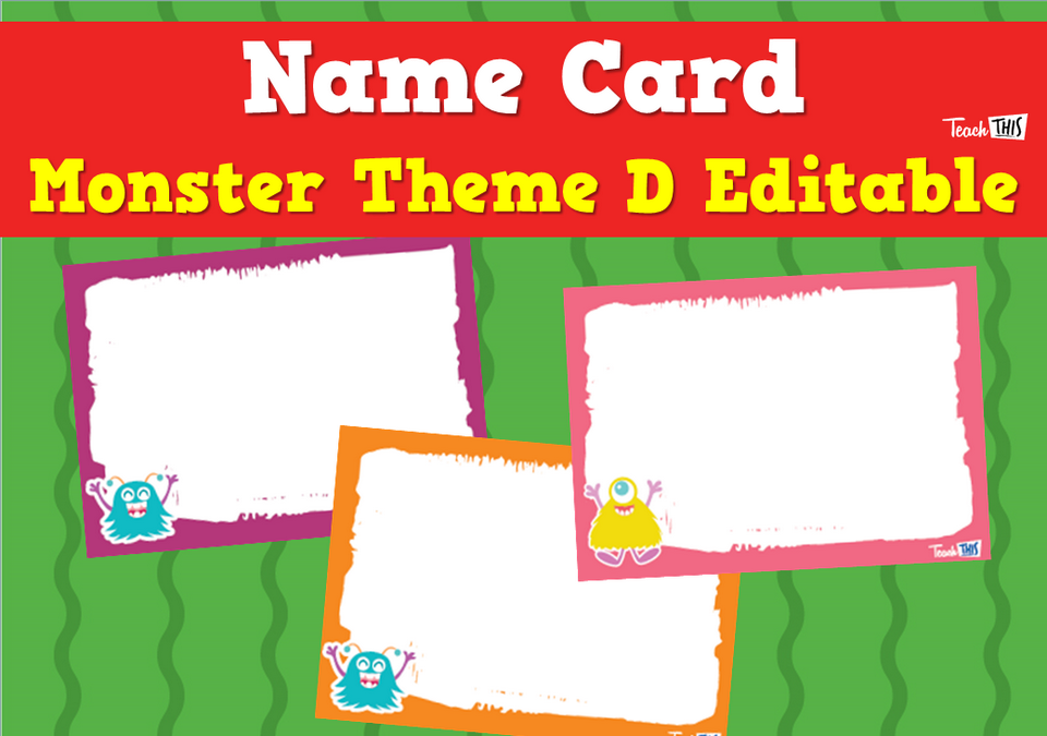 Name Card - Monster Theme D Editable