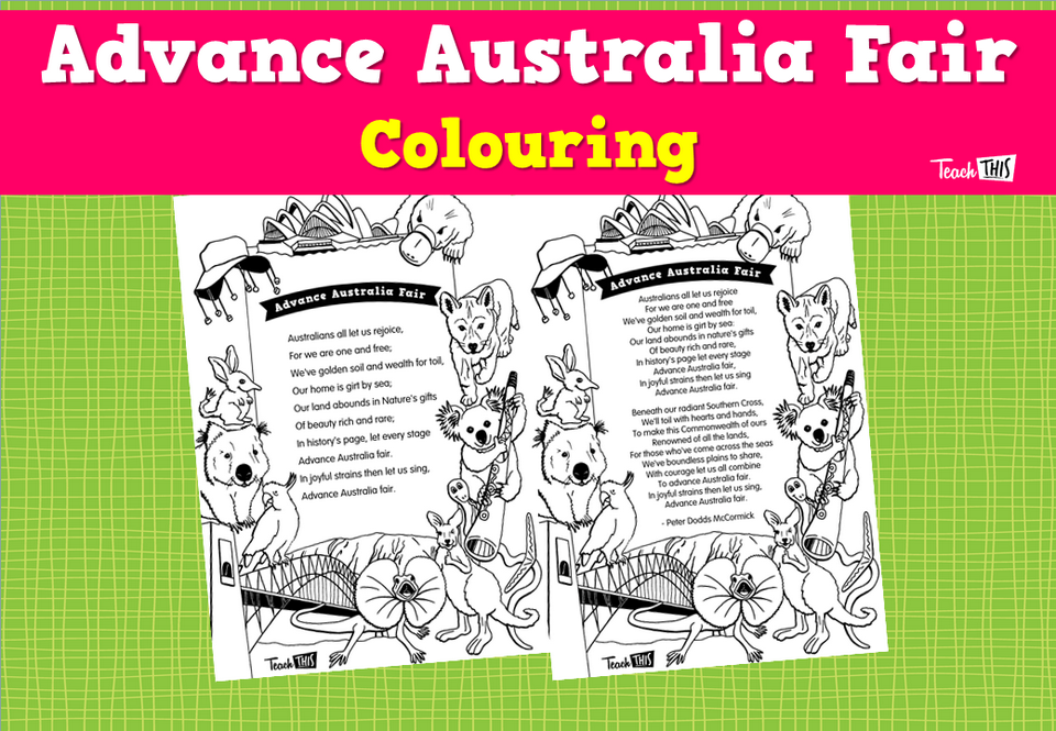 Advance Australia Fair - Colouring