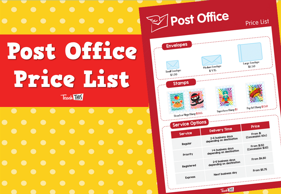 Post Office - Price List
