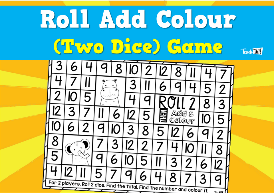 Roll Add Colour (Two Dice) Game