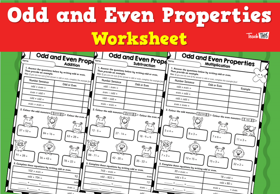 Odd and Even Properties Worksheet