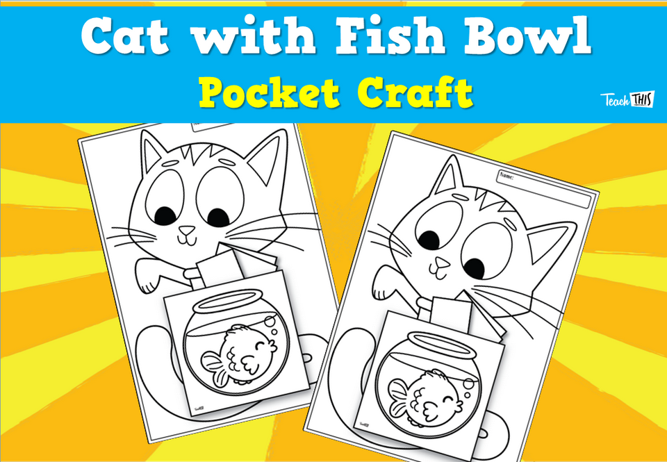 Cat with Fish Bowl Pocket Craft