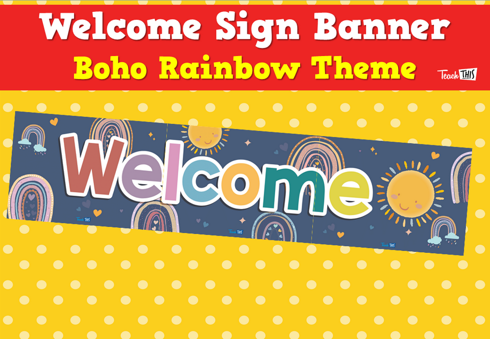 Welcome Sign Banner - Boho Rainbow Theme