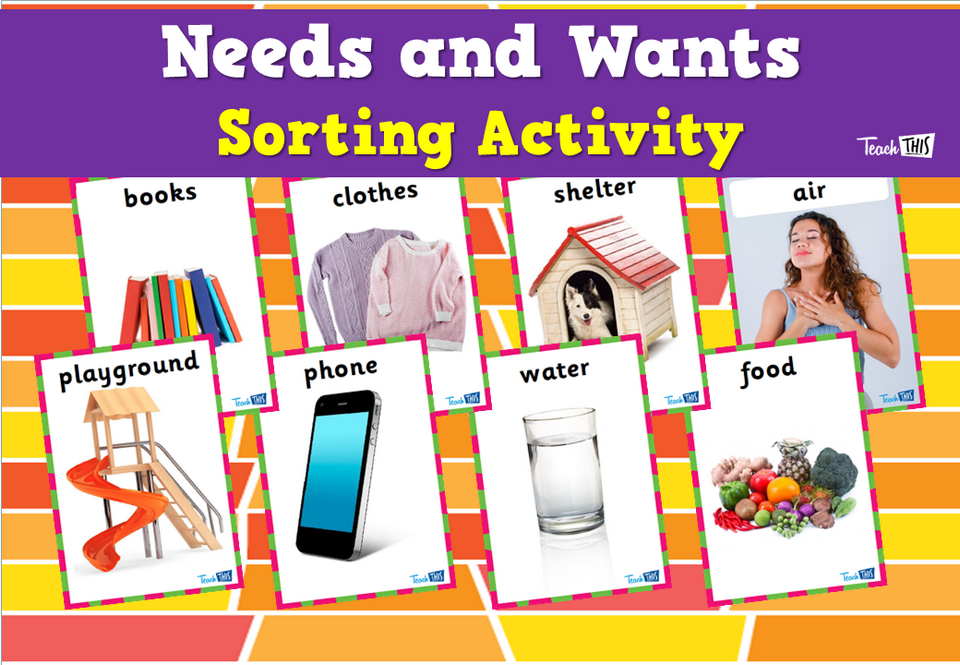 Needs and Wants Sorting Activity