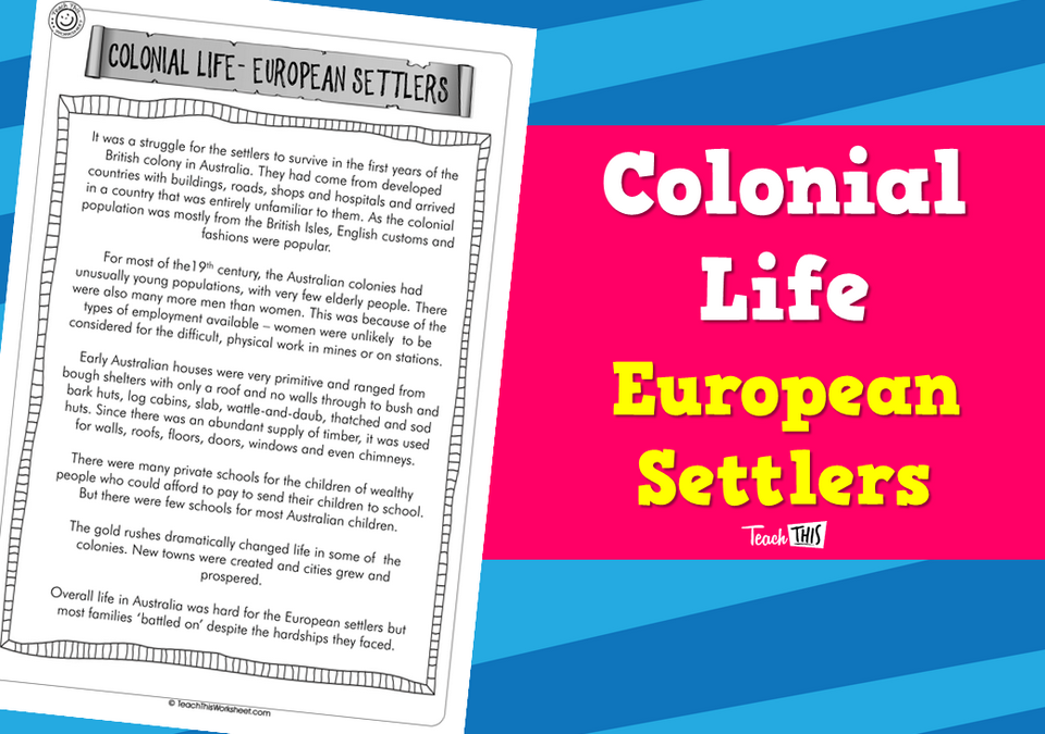 Colonial Life - European Settlers (2pg)