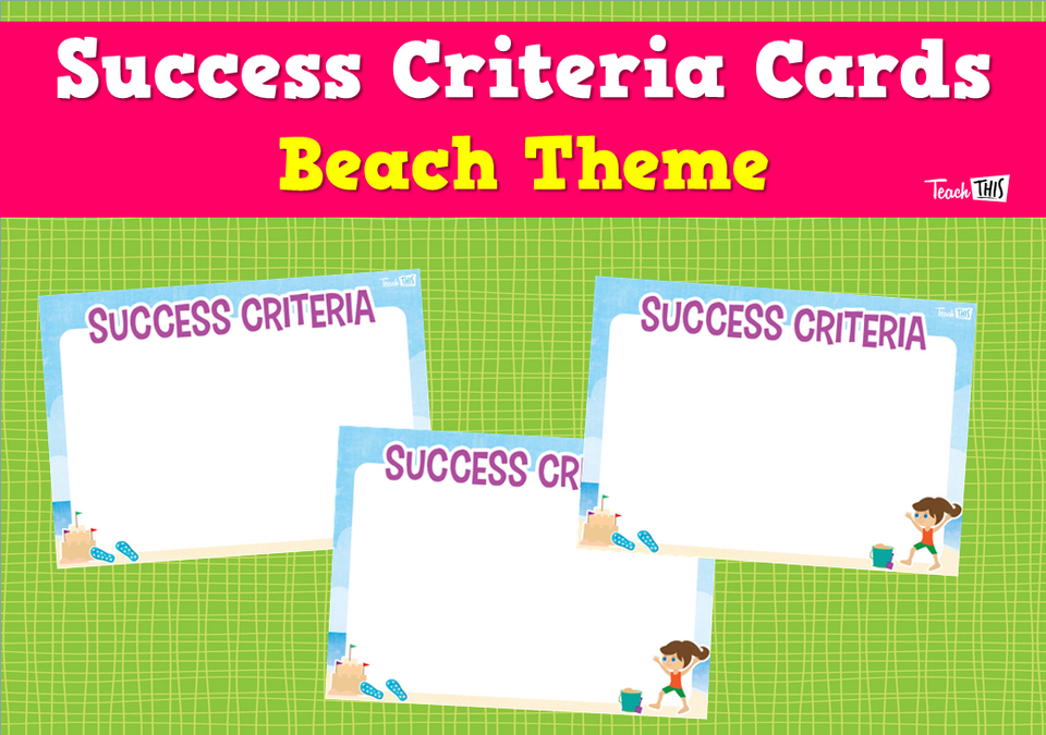 Success Criteria Cards - Beach Theme