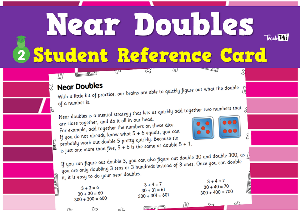 Near Doubles - Student Reference Cards