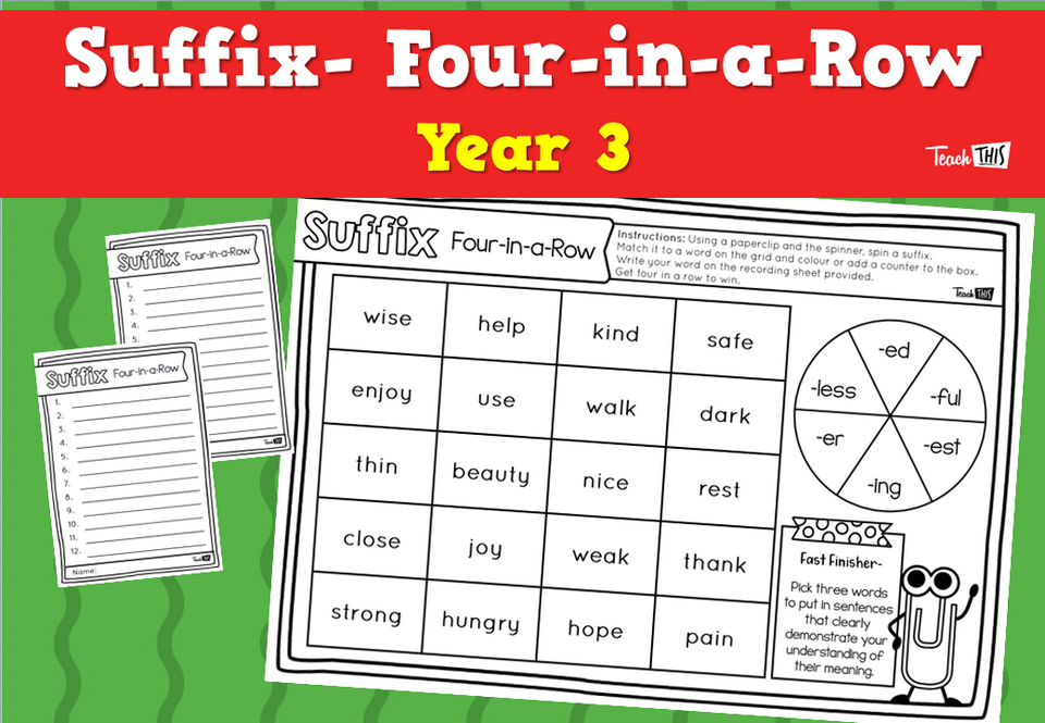 Suffix- Four-in-a-Row- Year 3