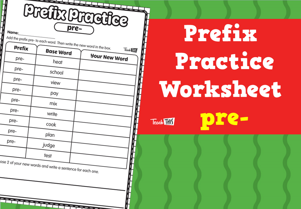 Prefix Practice Worksheet - pre-