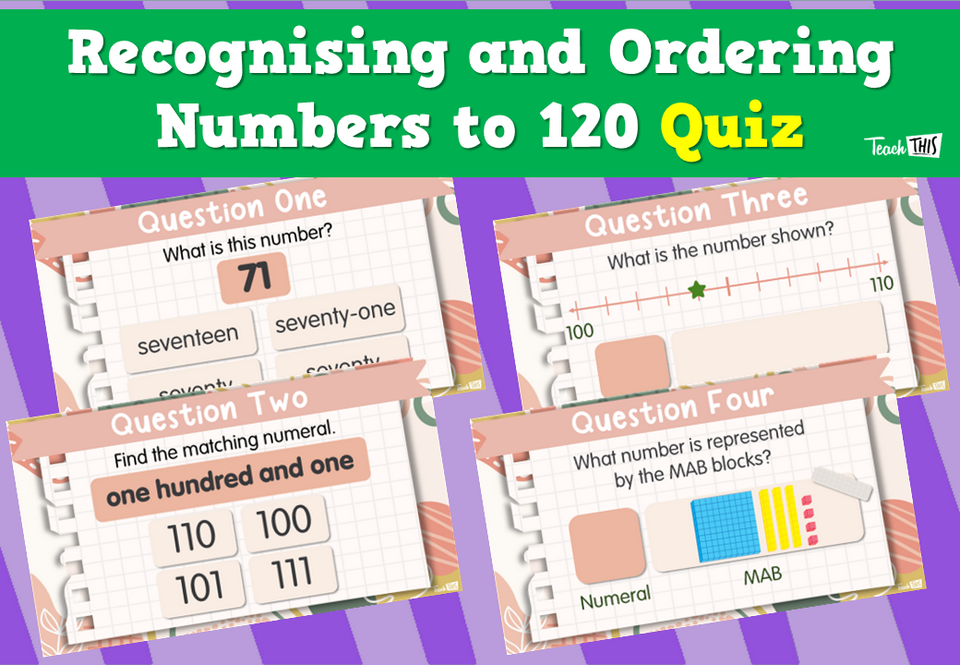 Recognising and Ordering Numbers to 120 - Quiz
