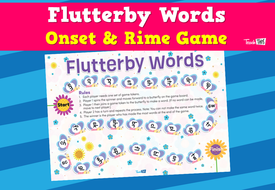 Flutterby Words - Onset & Rime Game