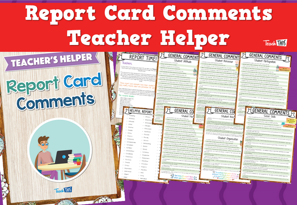 Report Card Comments Teacher Helper