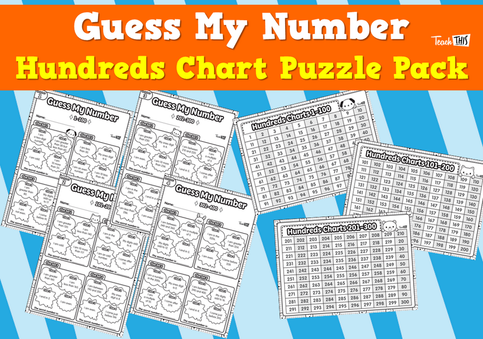 Guess My Number - Hundreds Chart Puzzle Pack