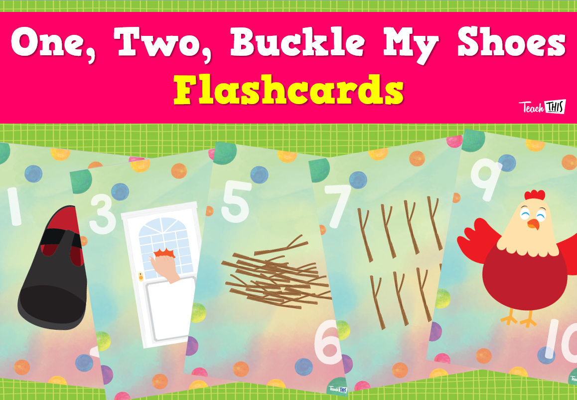 One, Two, Buckle My Shoes - Nursery Rhyme Flashcards