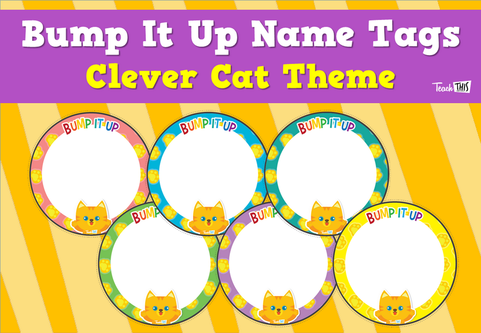 Bump It Up Name Tags - Clever Cat Theme