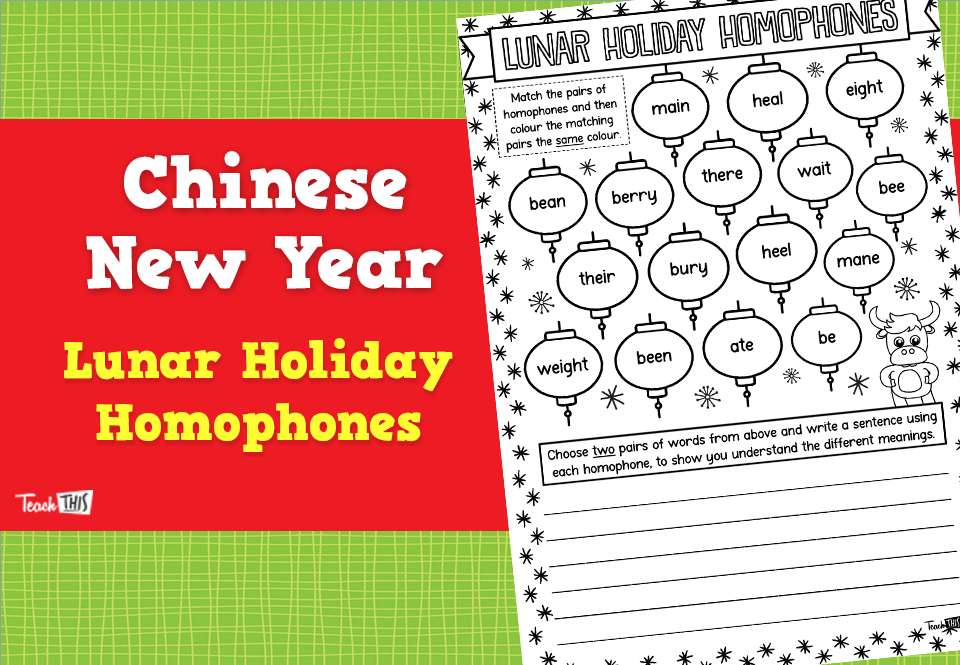Lunar Holiday Homophones Worksheet