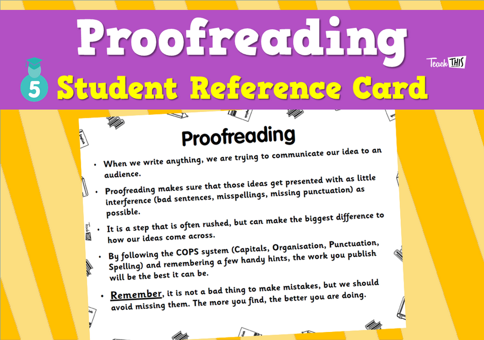 Proofreading - Student Reference Card