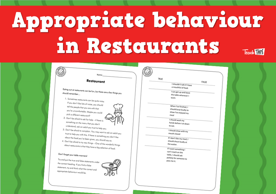 Appropriate behaviour in Restaurants (2pg)