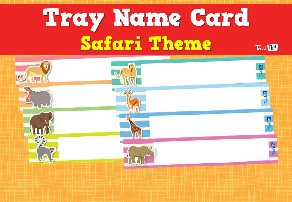 Tray Name Card - Safari Theme