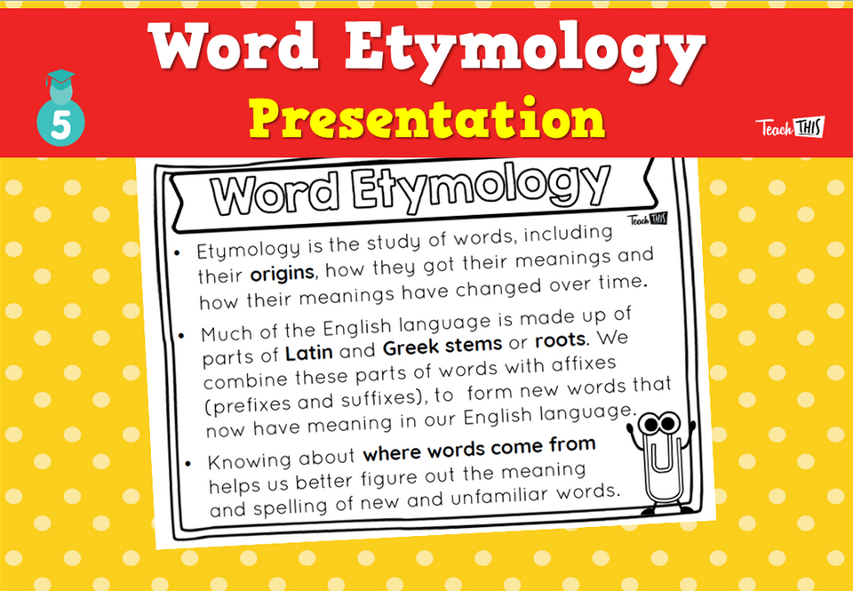 Word Etymology - Student Reference Card