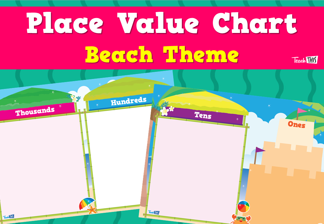 Place Value Chart - Beach Theme