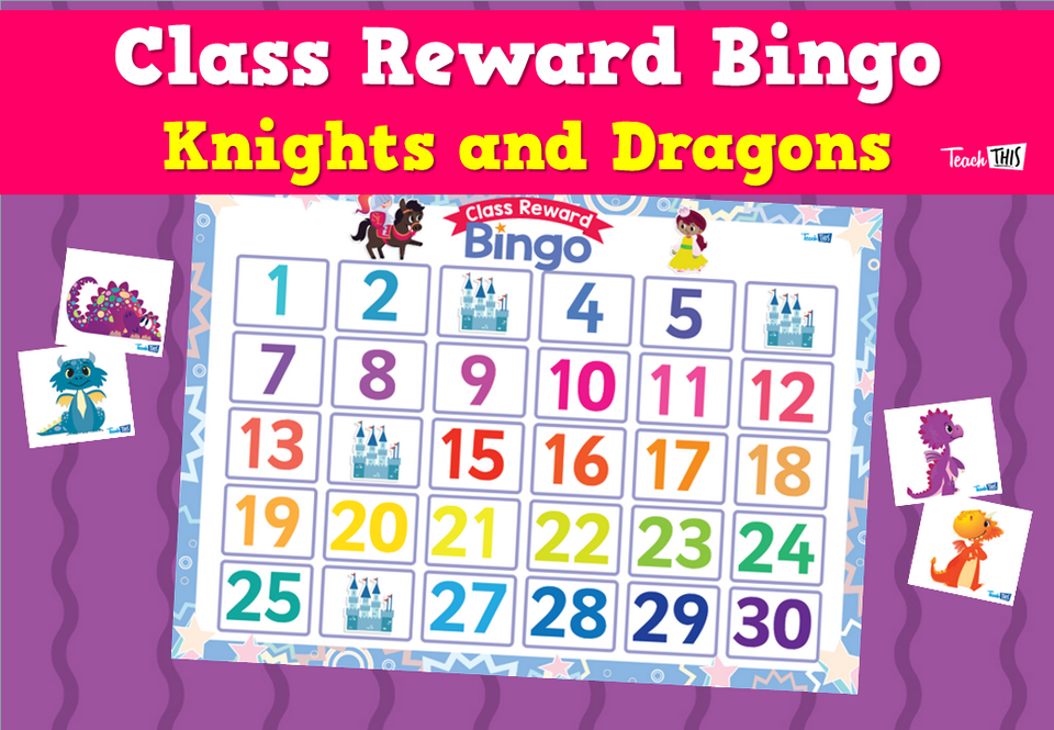 Class Reward Bingo - Knights and Dragons