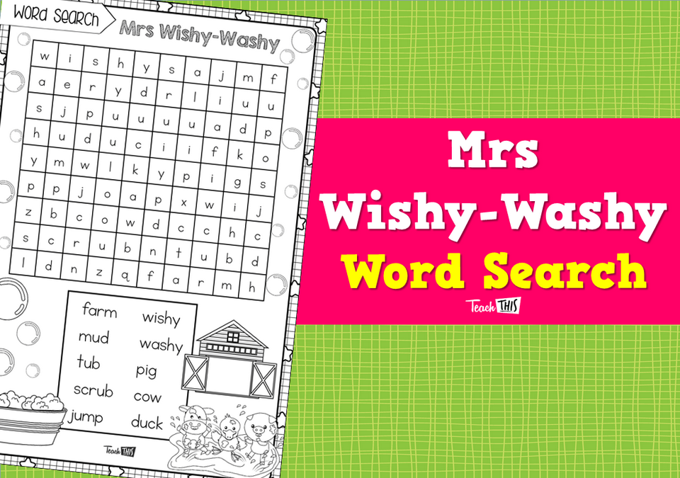 Mrs Wishy-Washy Word Search