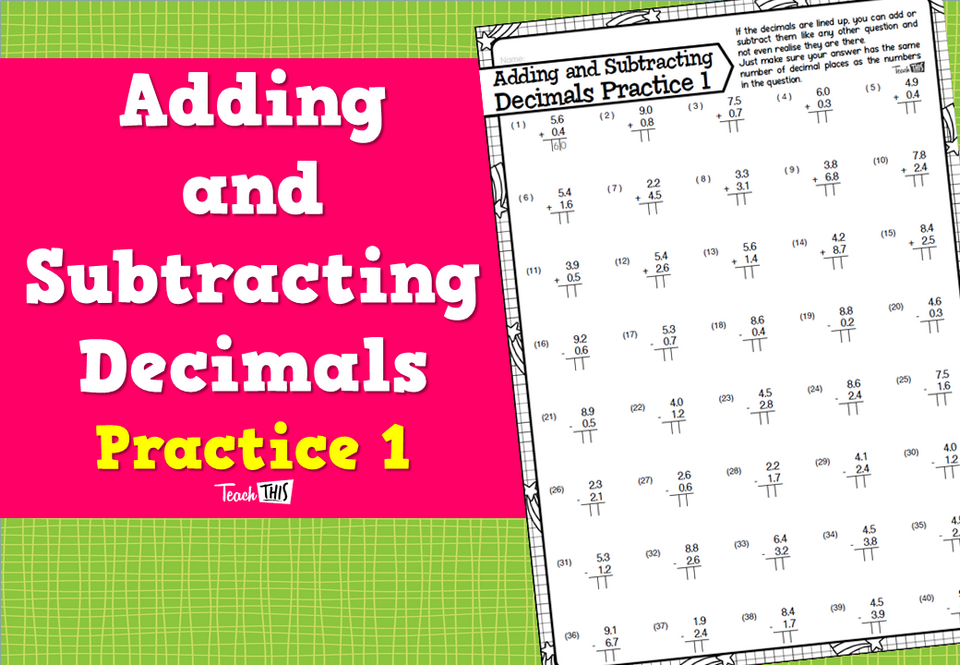 Adding and Subtracting Decimals - Practice 1