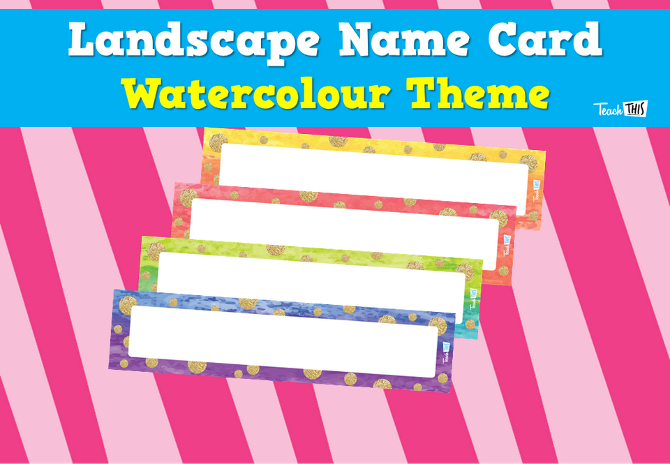 Landscape Name Card - Watercolour Theme
