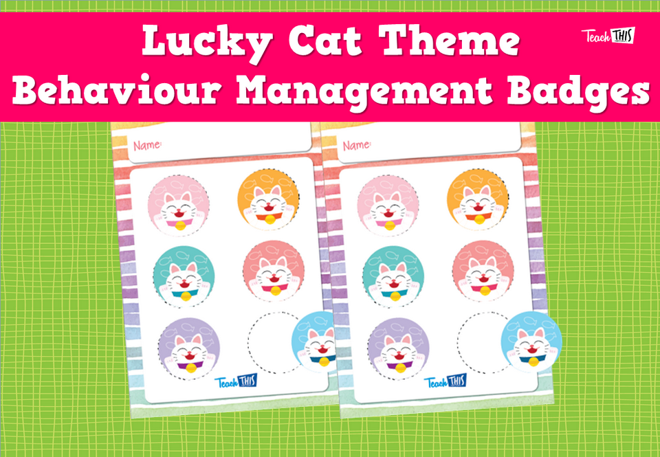 Lucky Cat Theme Behaviour Management Badges