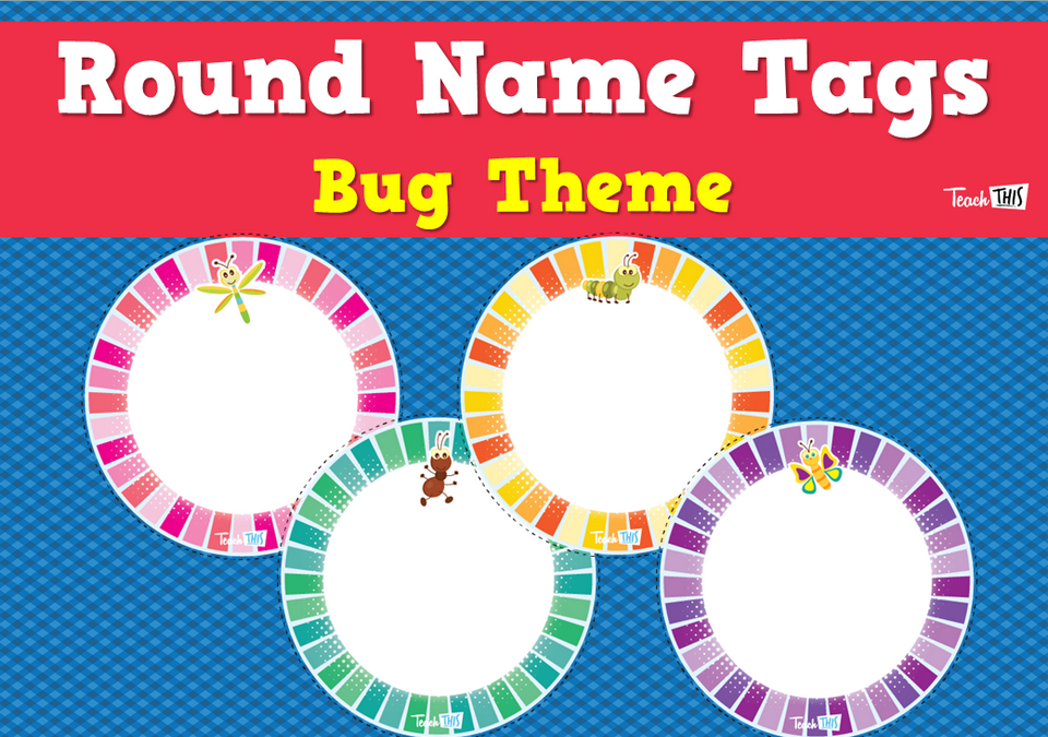 Round Name Tags - Bug Theme