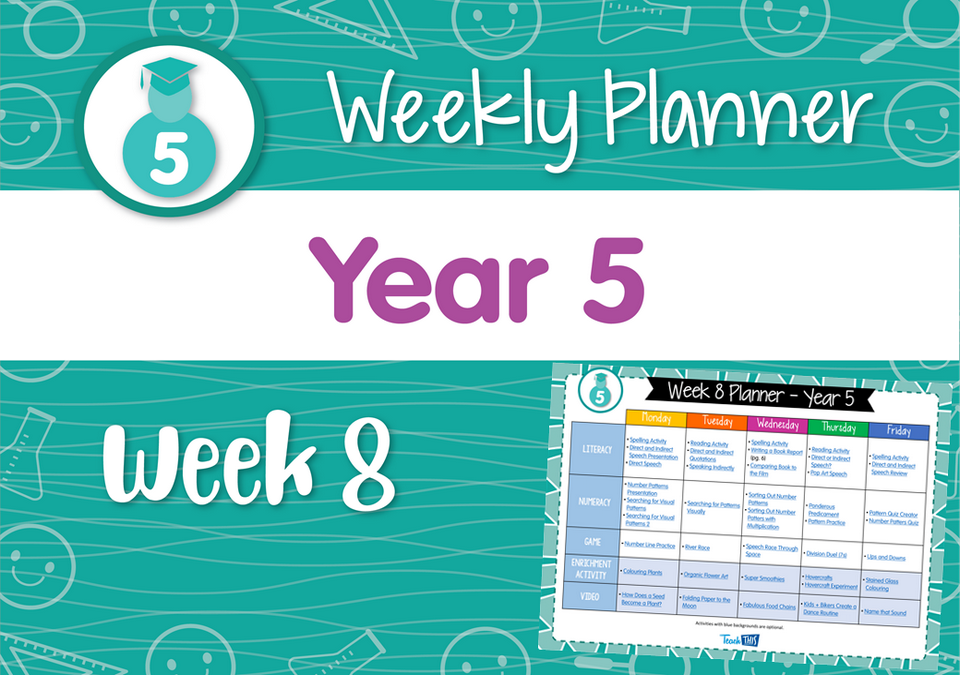 Weekly Planner - Year 5 Week 8