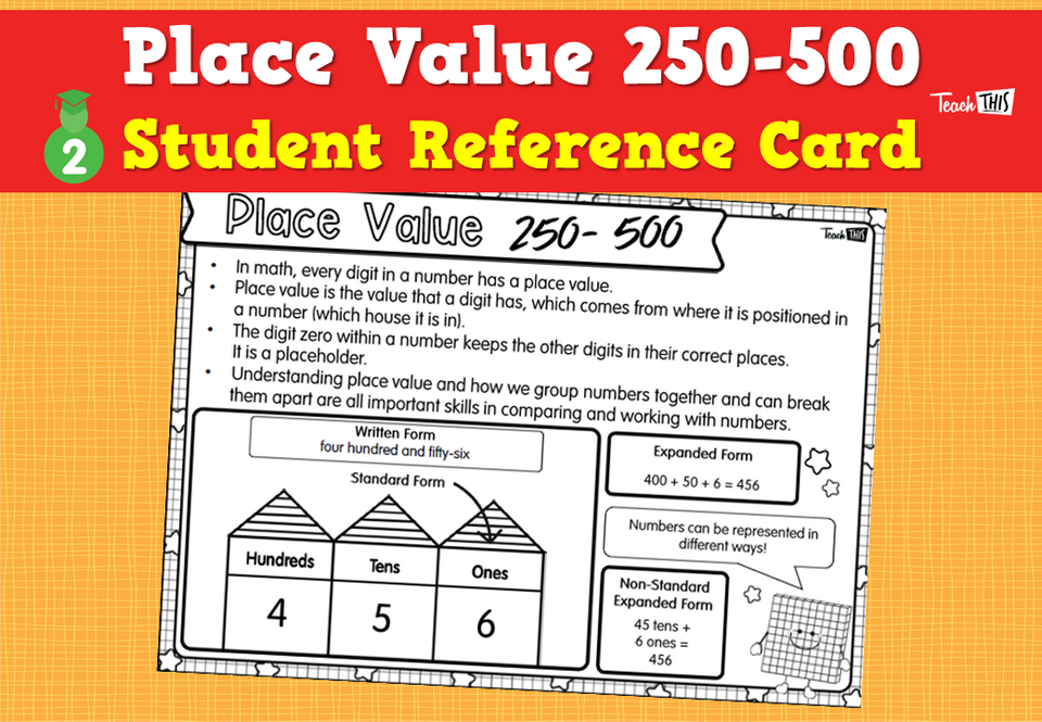 Place Value 250-500 - Student Reference Card
