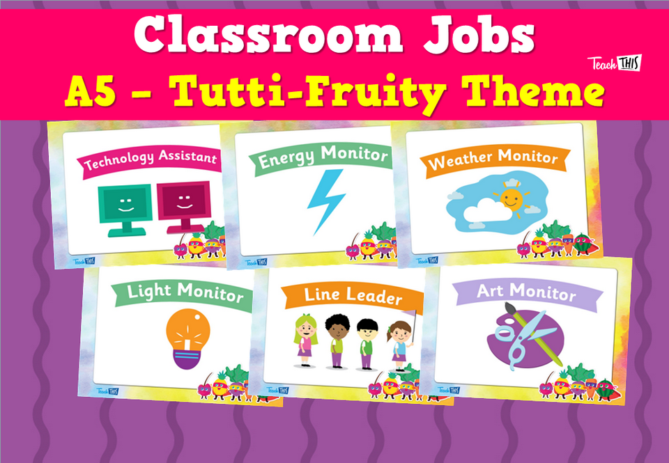 Classroom Jobs A5 - Tutti-Fruity Theme