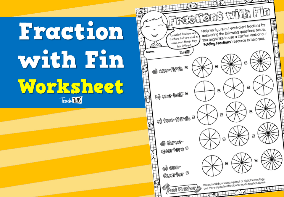 Fraction with Fin Worksheet