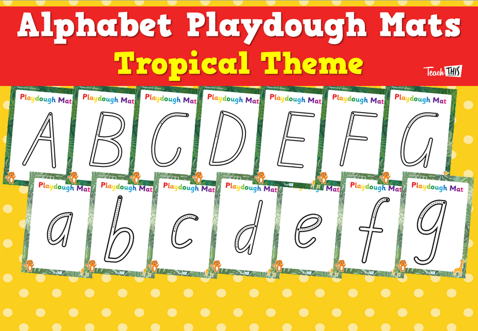 Alphabet Playdough Mats - Tropical Theme
